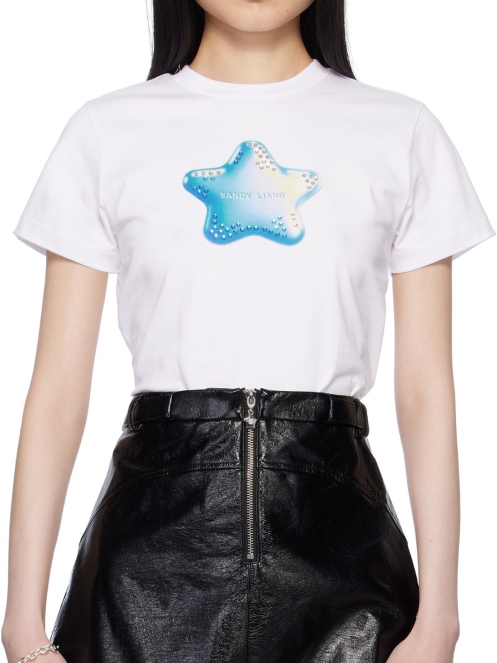 (NWT) Sandy Liang “Ame” star 💫 Baby Tee - Large